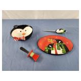 Penquin christmas! Dip bowl, spread knife, holiday
