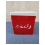 Cute Vintage Look Red and White Metal Snacks Tin