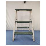 Wooden white and green step ladder