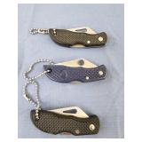 3 small keychain pocket knives
