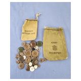 VINTAGE MILITARY SERVICE BUTTON BAG WITH BUTTONS
