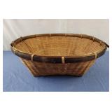 Vintage Large Bamboo Basket 19x6x19