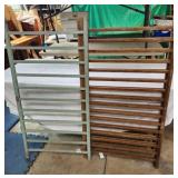 Crib rails, 2 brown 1 blue, repurpose 51x27