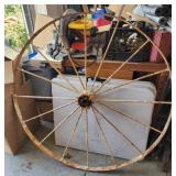 Vintage metal wagon wheel large 54.5" diameter,