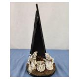 Vintage Nativity Made in Italy Carved Resin Moss