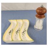 Olive serving dish paint slightly chipped and