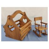 11x9.5x7.5 wooden heart magazine holder, small