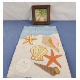 Palm tree small shadow box, beachy welcome flag