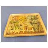 Old map decoartive tray 14x10