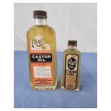 Vintage castor oil glass bottles