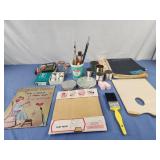 Art lot, brushes, cans, flint paper,