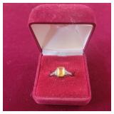 Sterling Ring with Yellow stone sz 8.5 - 0.07oz