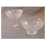 Glass pedestal candy bowl and glass bowl