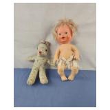 Baby doll and handmade bunny