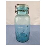 Ball Ideal half gallon blue jar wire lid