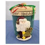 Happy Holidays Santa Cookie Jar Canister w/ Lid