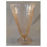 Depression pink pedestal glass 3 3/4 ï¿½ 6.5