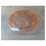 Depression pink pedestal cake plate 11.5 x 1 1/4.