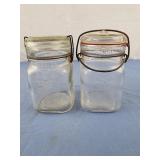 Two Vintage Square Queen Canning Jar Side Clamp