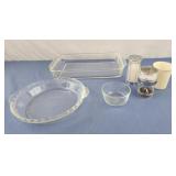 Pyrex pie dish, fire king baking dish, anchor