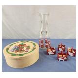 Santa glass milk litre container, round box and