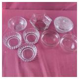 Group of Various Clear Glass Bowls and a Lidded