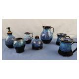 Whynot NC pottery blue/brown/ purple, pitcher,