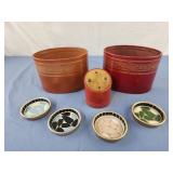 Faux leather 7x5 oval boxes, pen holder,  mosaic