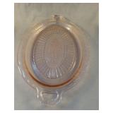 Depression pink serving tray 14 x 9. Has a couple
