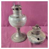 2 Metal Oil Lamp Base - dented one is Alladdin,