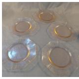 Depression pink plates set of 5. 6.5"