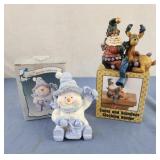 Snowman and santa with reindeer shelf sitter,