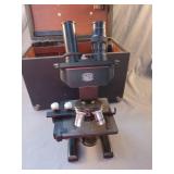 Vintage Spencer microscope in carrying case with