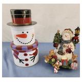 3 tin snowman, snowman shelf sitter