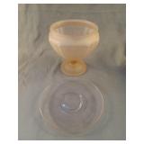 Depression pink frosted pedestal bowl with chips