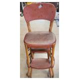 Vintage metal step stool chair red