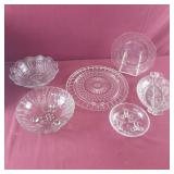 Clear Glass Bowls, Plates, and serving dish