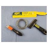 Warner scraper, stanley scraper, sandpaper and