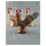 Set of 3 ceramic roosters 6" tall