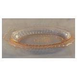 Depression pink serving tray 11.5 x 5 3/4. Has