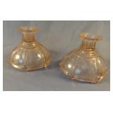 Depression pink candle holders set of 2. 4.5 x