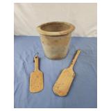 Wooden paddles, planter has hole in bottom