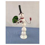 Seasons ceramic 14" tall snowman with metal arms