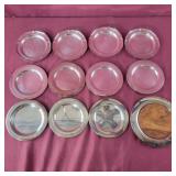 Silver plates dessert plates, and trivet - set o