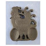 Cast iron chicken rooster  trivet God bless our