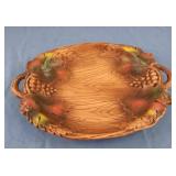 1970s, Faux Wood, Brown Resin Oval Tray with