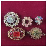 Vintage Rhinestone Brooches - some with missing