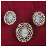 Cameo Set - clip on earrings, larger piece can b