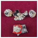 Contemporary Brooches and clip on earring set