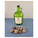 Gallo heart burgundy 4 liters green glass jug and
